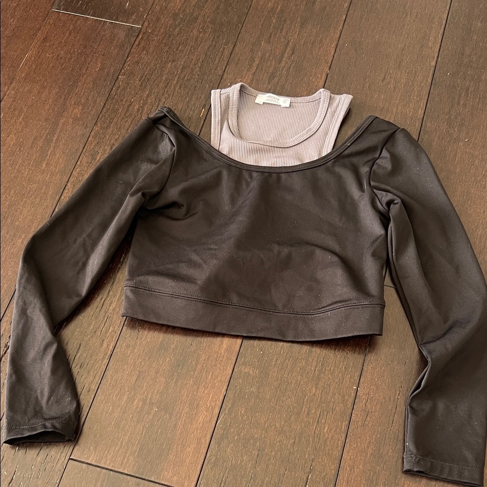 Ardene Black Long Sleeve Crop Top